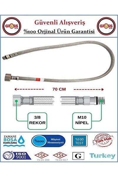 GrossAVM Batarya Flex Hortumu - Çelik Örgü - Spiral Batarya Bağlantı Hortumu - 70cm
