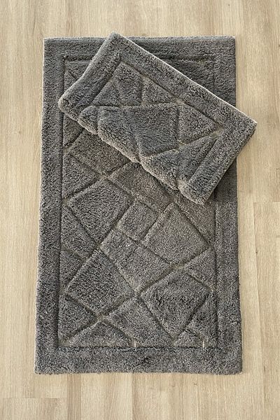 Thalia Home Set de covoare de baie cu textura moale, 100% bumbac, absorbant de apa, set de 2 covoare de baie 60x100 - 50x60