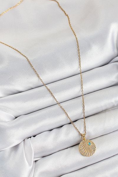 BESKAR 316L Steel Zircon Stone Locket Model Gold Color Women's Necklace