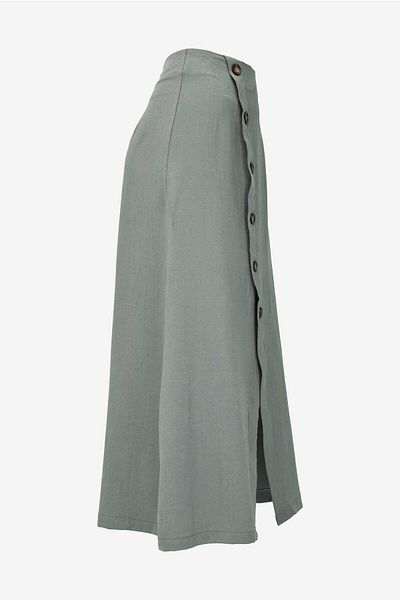 birizmoda Front Button Detailed Slit Midi Length Skirt - Mint Green