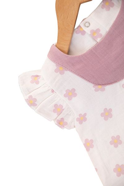 Ege Bebek Baby Girl Summer Muslin Set / Baby Girl Set with Daisy Printed Collar Detail and Shorts