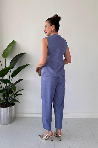 MaziButik Μεταλλικό Κουμπί Γιλέκο Μπλε