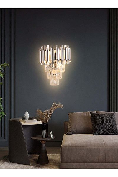 Moonlight Lighting Luxurious Silver Wall Lamp 8011-CH – Crystal-Accented Wall Sconce with E14 Socket for Living Rooms