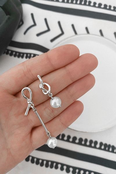 Glaren Silver Color Women's Earrings with Knot Dangle