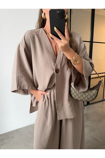 My Blog Mink Single Button Detailed Modal Suit - 51173