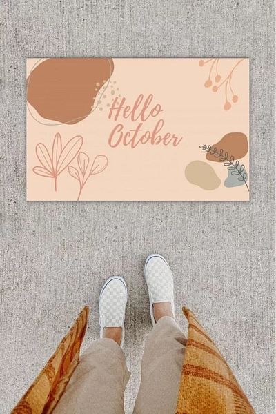 Alandres Digital Print Decorative Hello October Powder Door Mat K-1224