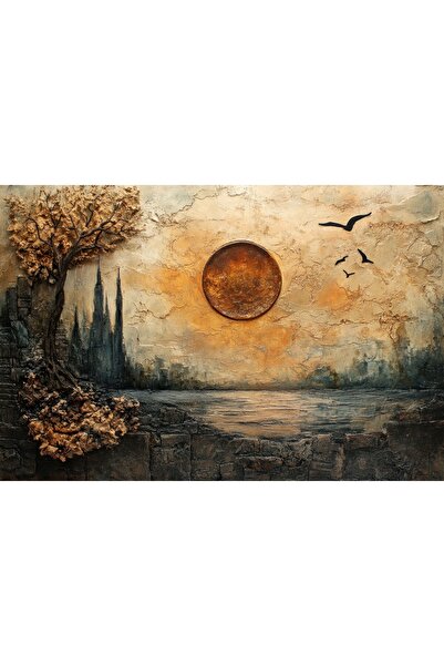 dreamwall Gün Batımı ve Ağaç Desenli Duvar Kağıdı