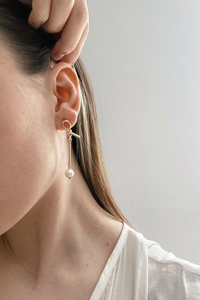 Glaren Gold Color Women's Earrings with Knot Dangle