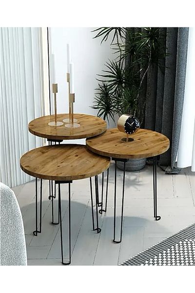 rexa Turkish Service Table Set | 38 cm Diameter | Modern Design with Elegant Metal Legs
