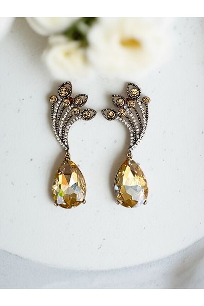 FAYRA ACCESSORIES Zircon Stone Tree of Life Water Drop Dangle Earrings