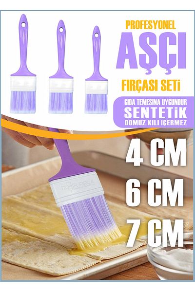 woodretro 100% Food Contact Cook Brush Set 4/6/7 cm – No Pig Hair, Professional & Home Use