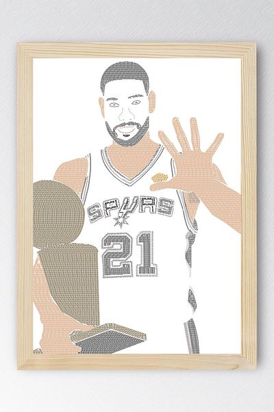 Saturn Pictură înrămată de Tim Duncan - Pictură poster NBA de baschet
