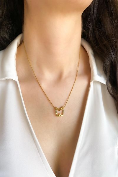 DEMOKAN Women's Steel Necklace Butterfly Bombing Necklace