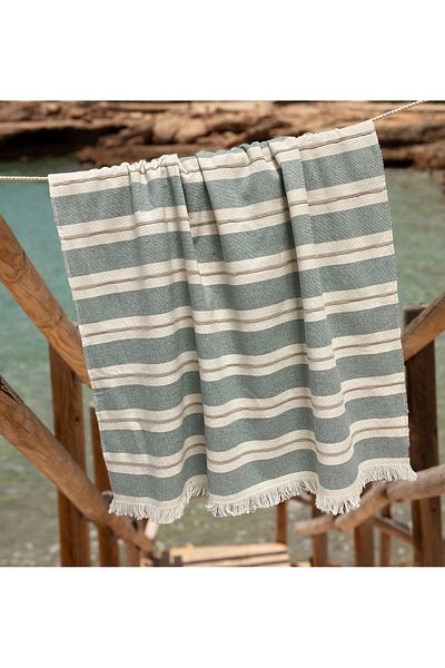 Lucy and Home Fringed Stripe Jacquard, Beach Towel 90X180Cm