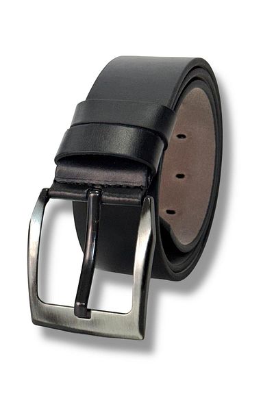 Gesa Men's Faux Leather Black Wide Jeans Belt 4.5 cm