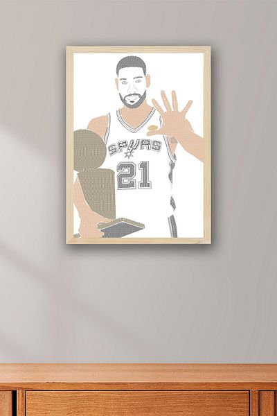 Saturn Pictură înrămată de Tim Duncan - Pictură poster NBA de baschet