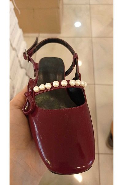 GNY AYAKKABI Women's Comfortable Stylish Maryyjanee Shoes with Pearls