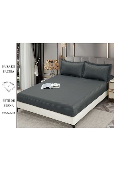 CHIRASO CHIRASO Bed Cover Set, DAMASK, for 180x200 cm mattress and 2 Pillowcases 52x80cm, gray
