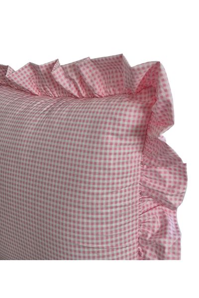 ASDİVA Melma Potikareli Ruffled 100% Cotton Throw Pillow Case - Pink 45X45 cm
