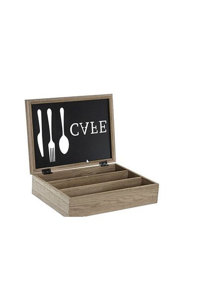 DKR HOME DECOR Cutlery organizer DKD Home Decor Vintage Metal MDF 25x18x6 cm