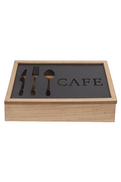 DKR HOME DECOR Cutlery organizer DKD Home Decor Vintage Metal MDF 25x18x6 cm