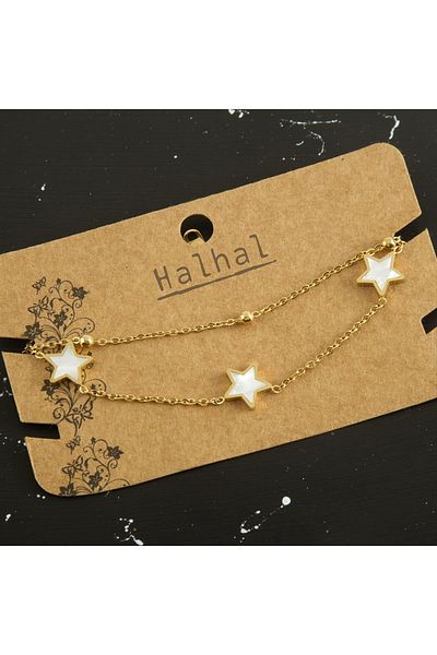 stainles steel Steel Anklet Double Stone Star Non-Tarnish Steel Anklet