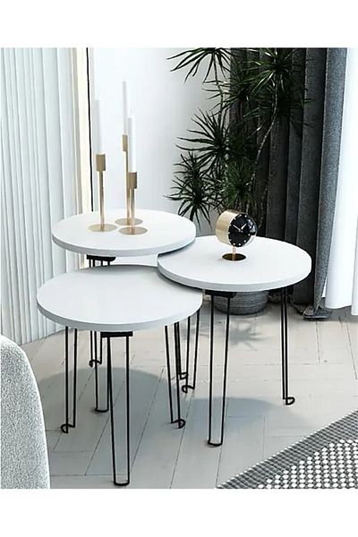 rexa Turkish Service Table Set | 38 cm Diameter | Modern Design with Elegant Metal Legs