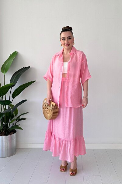 MaziButik Shirt Skirt Suit Pink