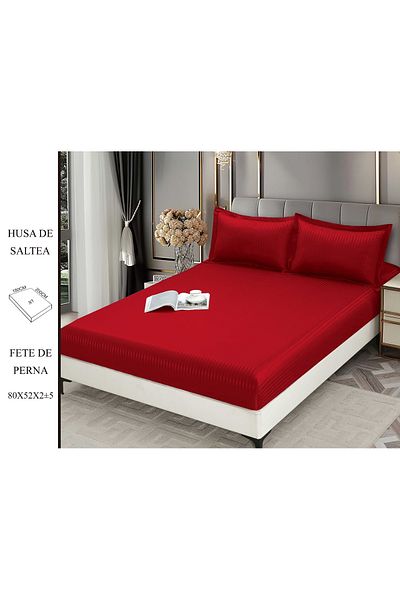 CHIRASO CHIRASO Bed Cover Set, DAMASK, for 180x200 cm mattress and 2 Pillowcases 52x80cm, red