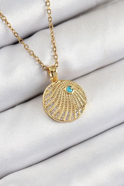 BESKAR 316L Steel Zircon Stone Locket Model Gold Color Women's Necklace