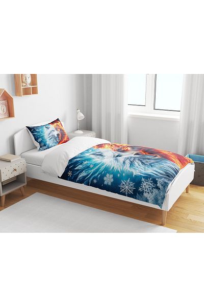 Home 3D Digital Wolf Theme Single Bedding Set