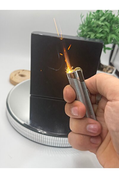NikaŞ Tek Torch Pürmüz Metal Kilit Korumalı, Görünür Gaz Göstergeli Gazlı Puro Çakmağı
