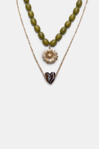 Stradivarius Set of 2 bead, sun and heart necklaces