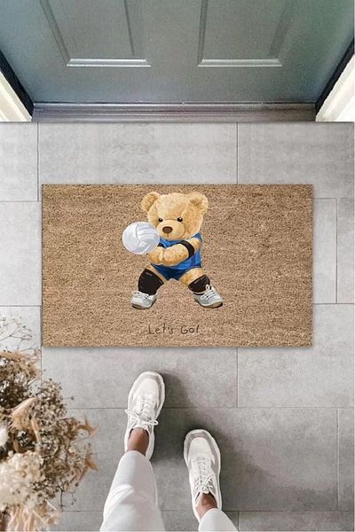 Laiya Digital Let S Go Bear Beige Door Mat Outdoor Door Mat K-3176