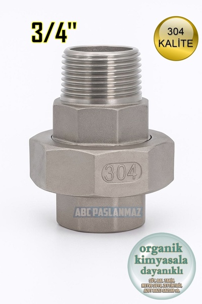 abcpaslanmaz Kuyruklu Rekor | 3/4'' Dişli Konik Rekor | Paslanmaz Erkek Dişi ...