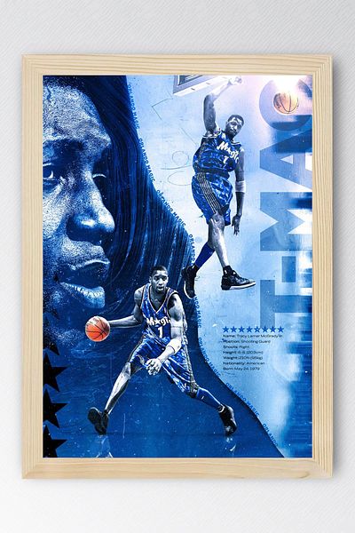 Saturn Tracy McGrady Pictură înrămată - Pictură poster NBA de baschet
