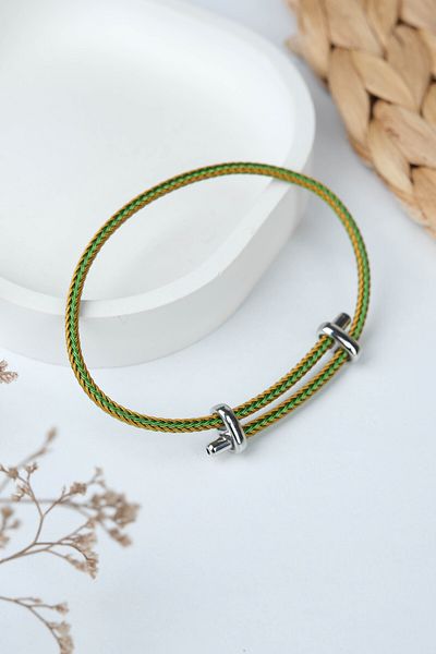 Jack Ferrero Silver Steel / Unisex Colorful String Bracelet (Adjustable)