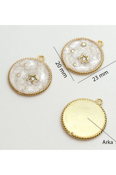 Yıldırım Star and Planet Figured Pendant – with Shiny Stones, 21X21 mm