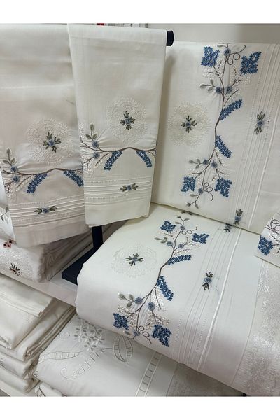 incisecrethome Handwork Needlework Embroidered Rococo Pique and Duvet Cover Set 7 Pieces