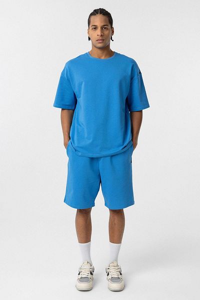 VAMOSCLO Basic Oversize Shorts Set Blue