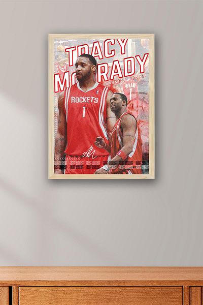 Saturn Tracy McGrady Pictură înrămată - Pictură poster NBA de baschet