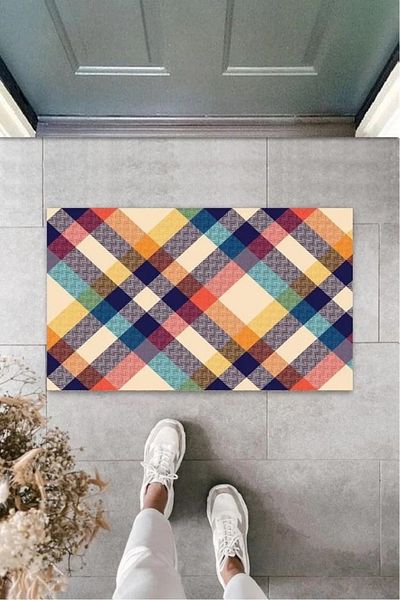 HARGE Πολύχρωμο Πατάκι Πόρτας Gingham Pattern K-3261
