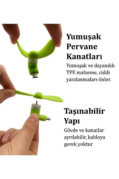 MİNGODAN Mini USB Fan Silent Portable Phone Fan Summer Practical Handheld Fan Type-C Compatible
