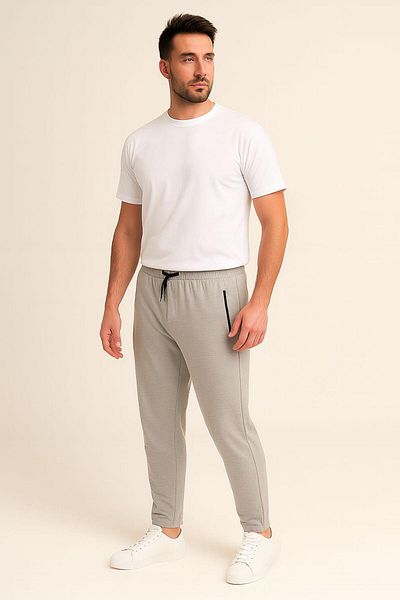 ZİYMO Men's Lycra Sweatpants with Zipper Pockets