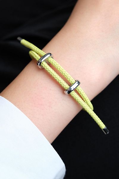 Jack Ferrero Silver Steel / Unisex Colorful String Bracelet (Adjustable)