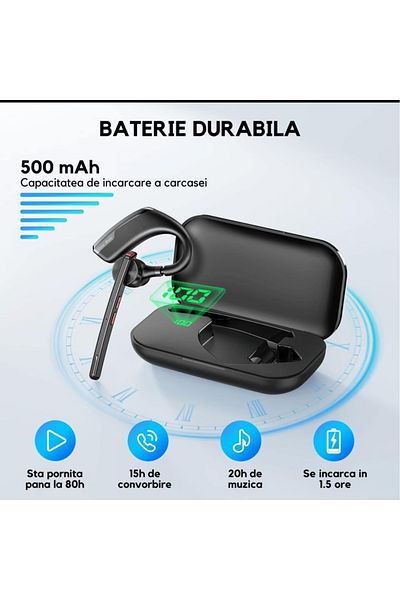 New Bee Wireless Bluetooth Headset, 60 Hours 500mah Battery, With Dual Microphone Cvc 8.0