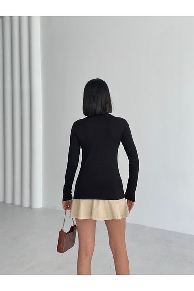 Lunamiratto Women's 3-Piece Long Sleeve Cycling Body Black White Beige Crew Neck Body Cotton Badi 3Pcs Economical