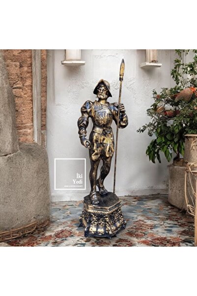 77 Centruan 102 cm Şövalye Roma Askeri Heykeli Mızraklı Büyük Boy Savaşçı Figürü Antik Stil Lüks Dekor