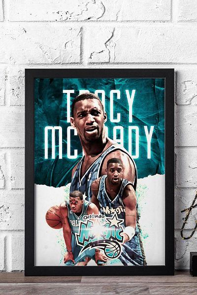 Saturn Tracy Mcgrady Framed Painting - Orlando Magic Nba Poster Painting