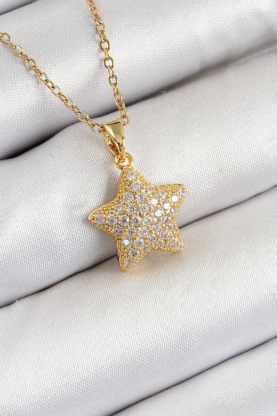 Clariss 316L Steel Zircon Stone Star Model Gold Color Women's Necklace
